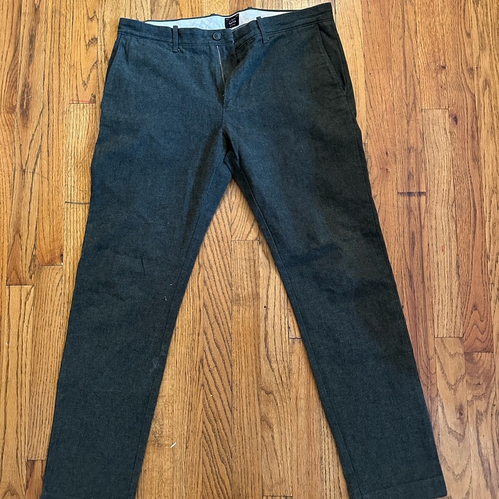 J. Crew 484 Slim Wool Pants - Dark Green